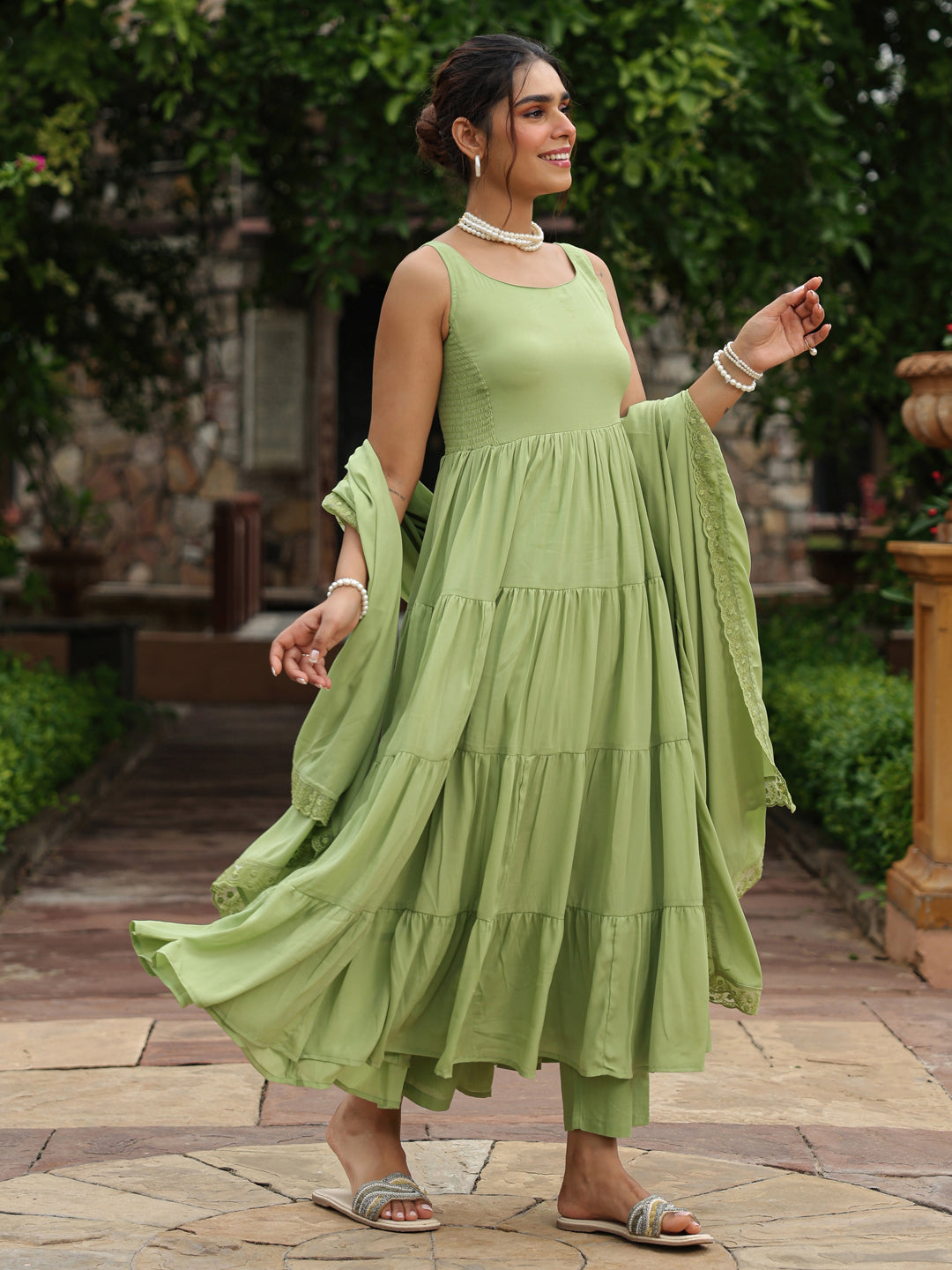 Women's Tiered Anarkali Kurta Set