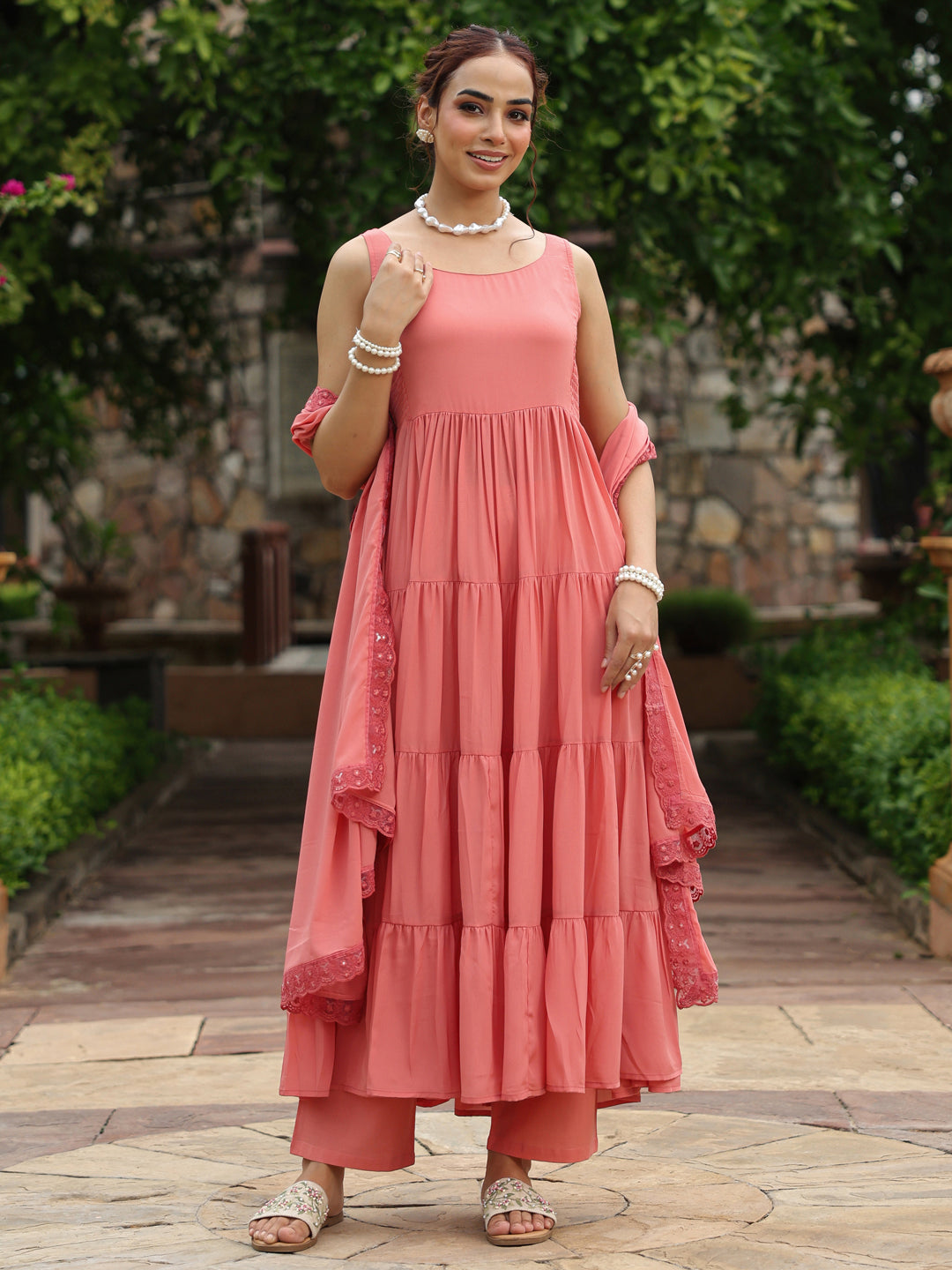 Women's Tiered Anarkali Kurta Set