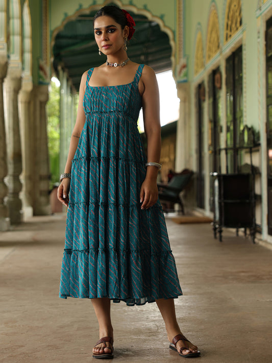 Women's Georgette Leheriya Tier Dress