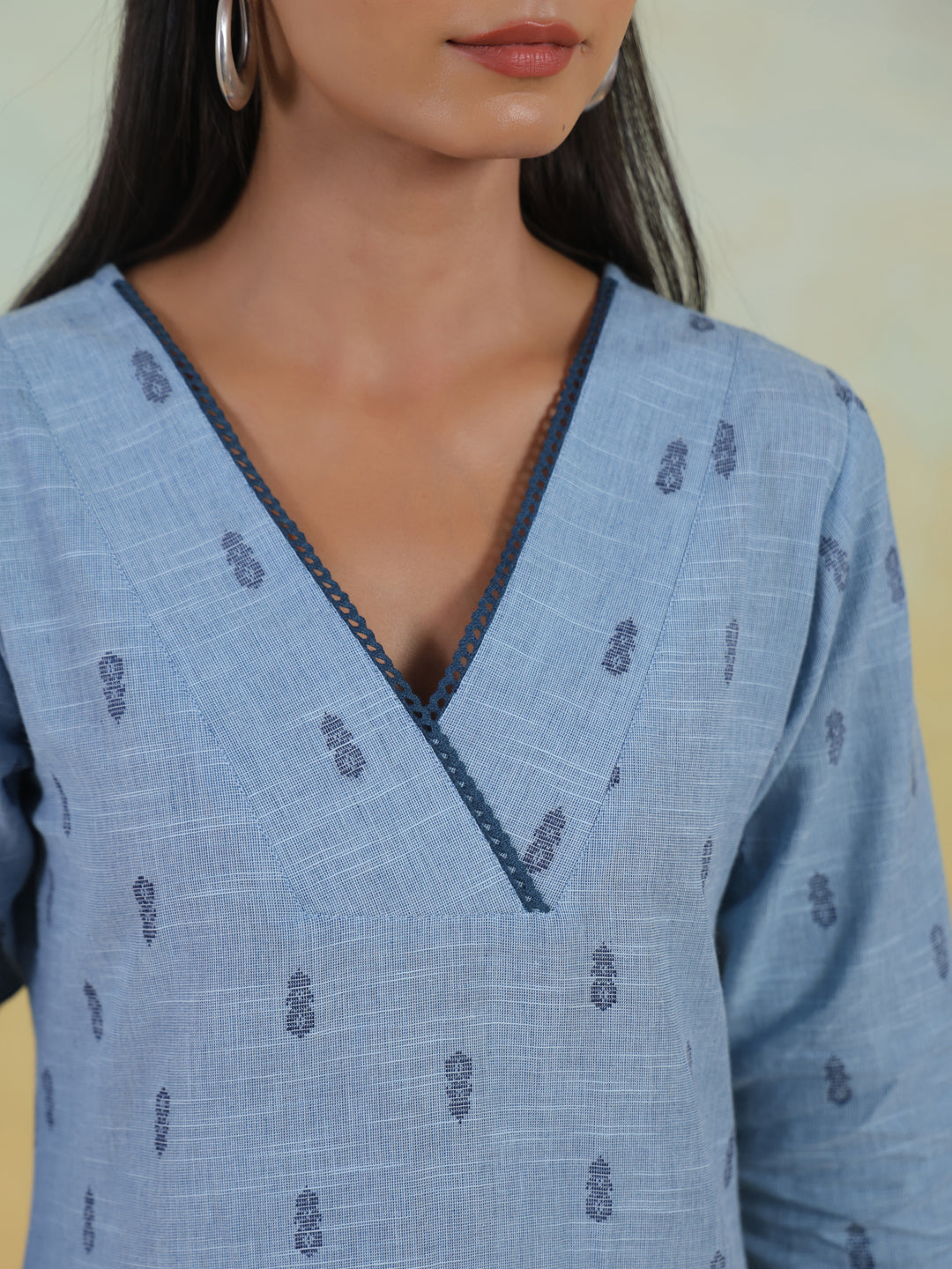 Women's Cotton Self Design Straight Kurta Set