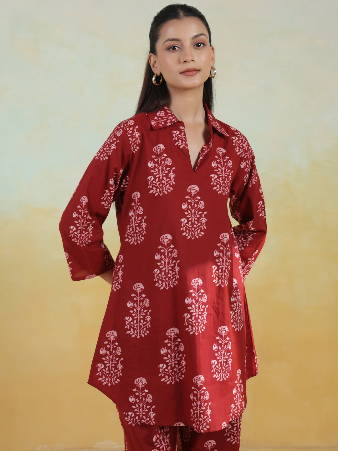 Women's Rust Cotton Printed Co ord Set