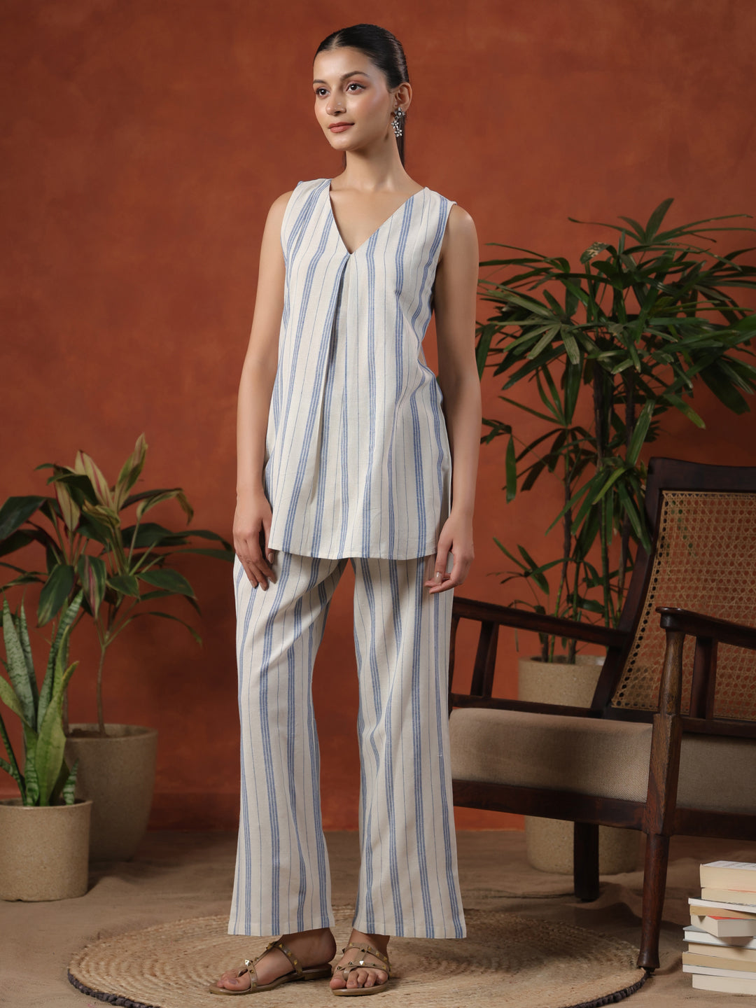 Women's Cotton Self Design Co ord Set