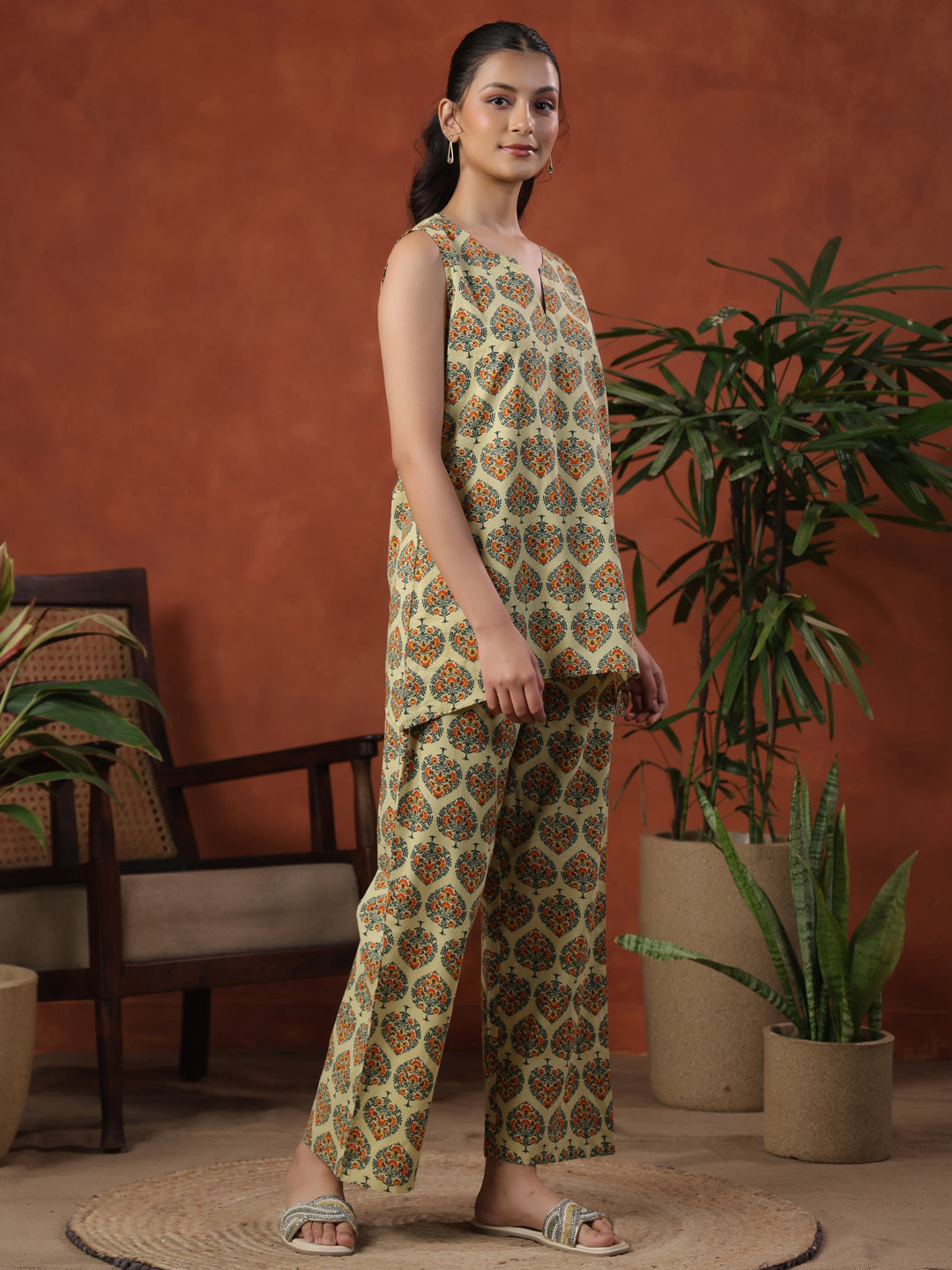 Women's Cotton Solid Co ord Set