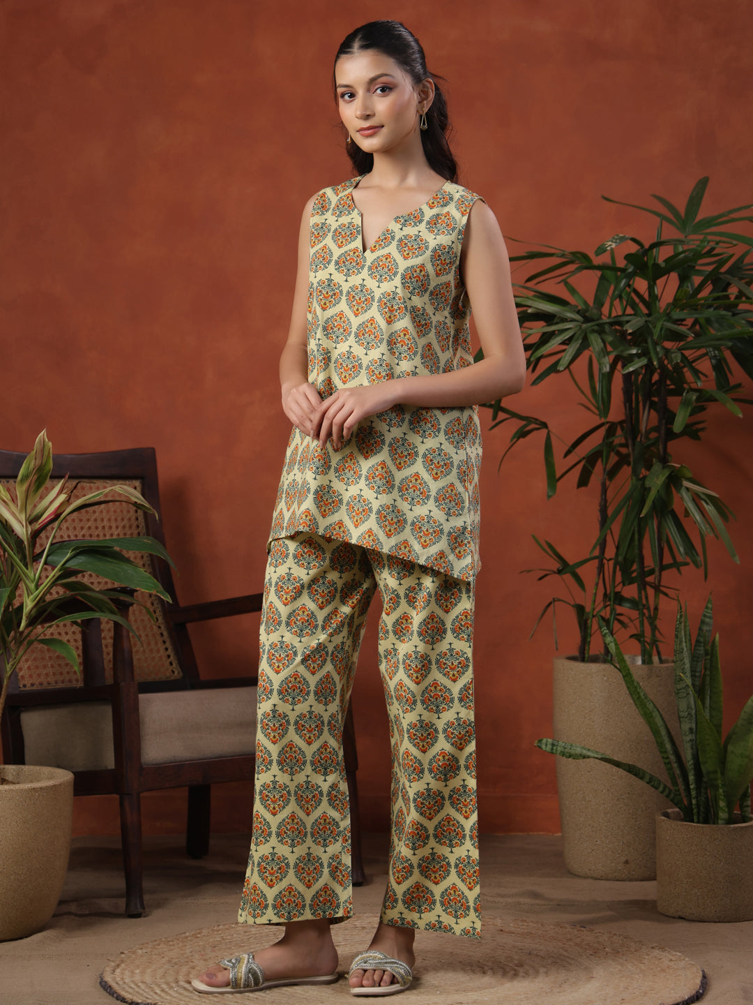 Women's Cotton Solid Co ord Set