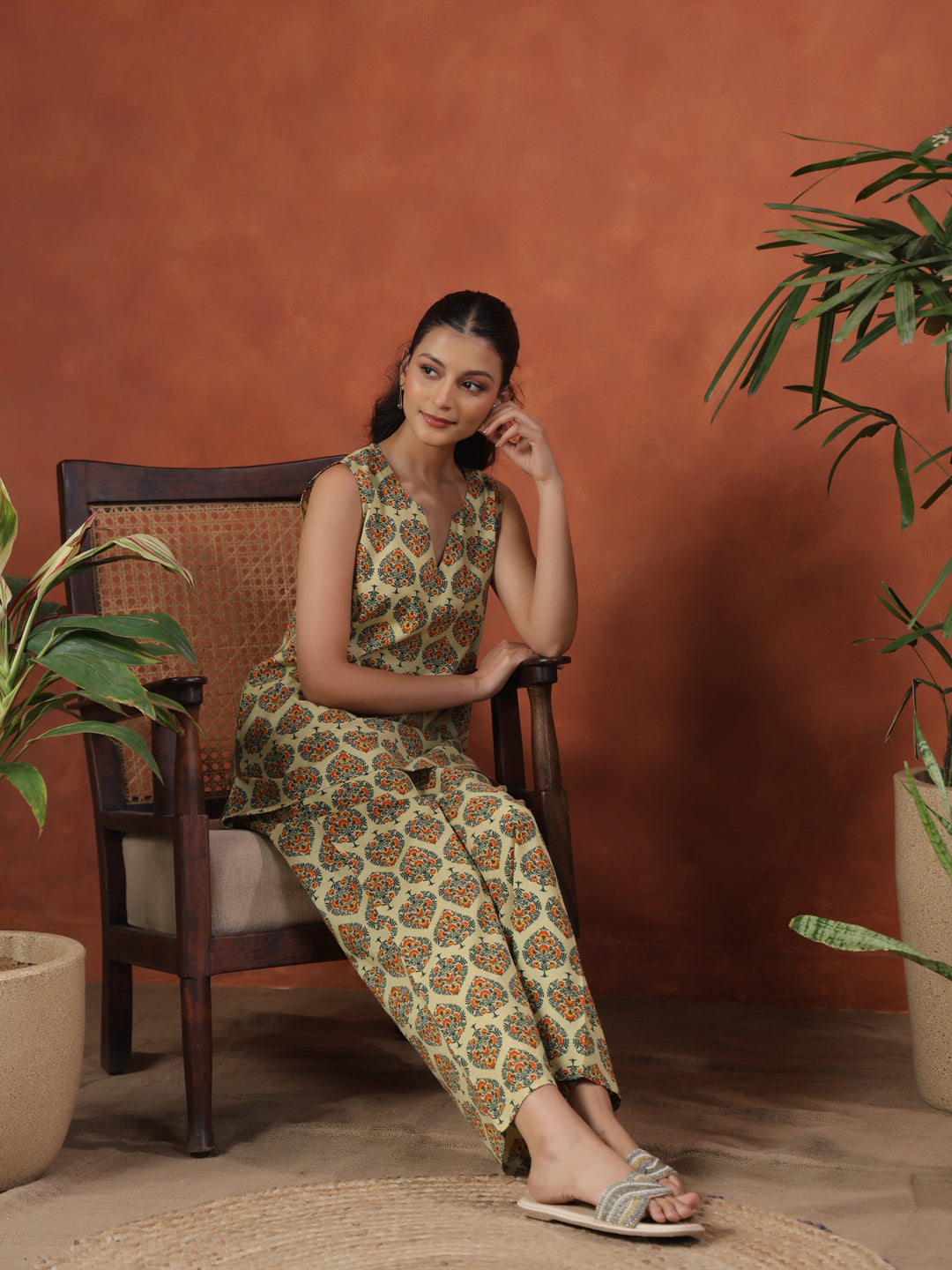 Women's Cotton Solid Co ord Set