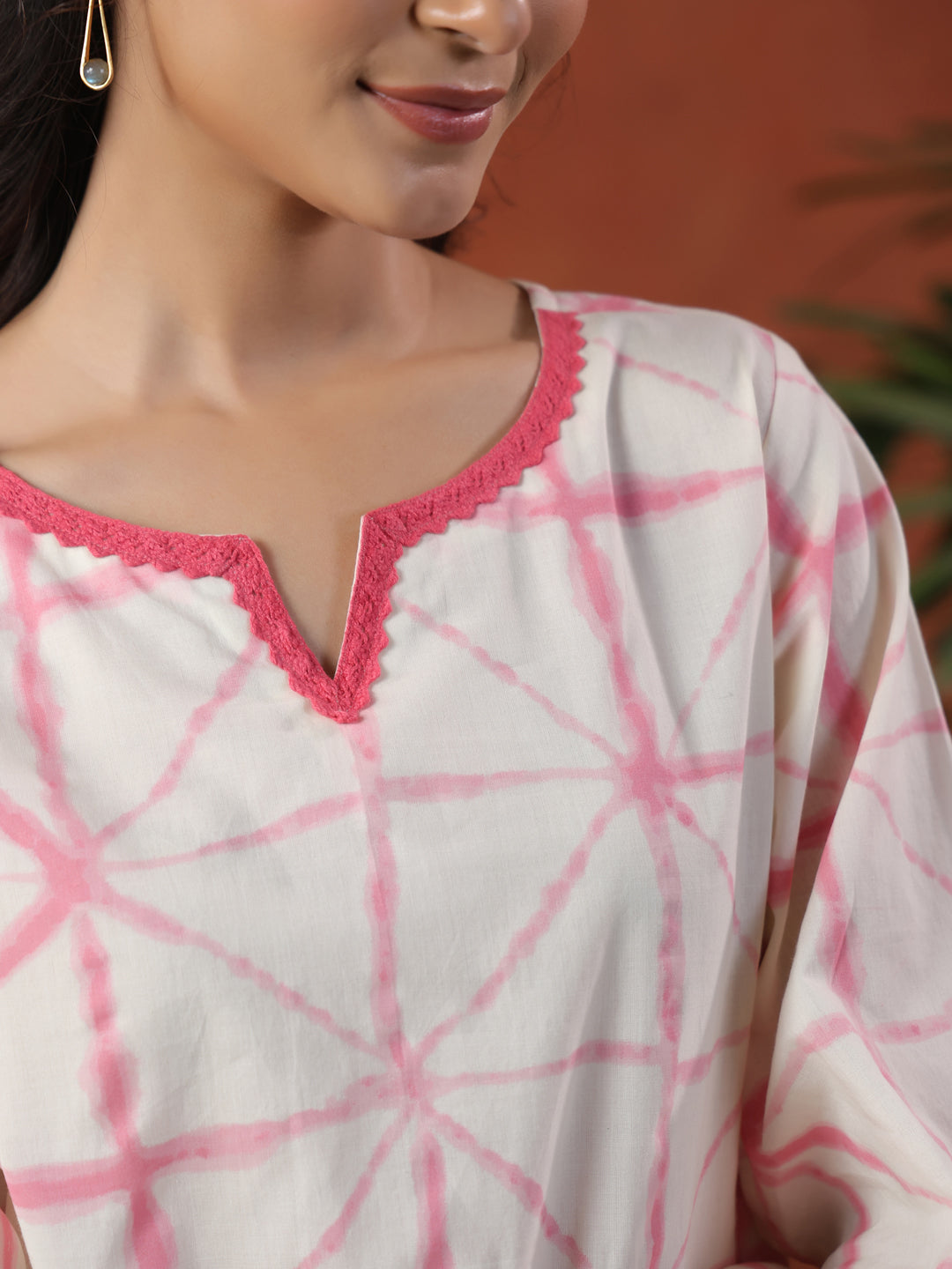 Women's White & Pink Pure Cotton Printed Co ord Set