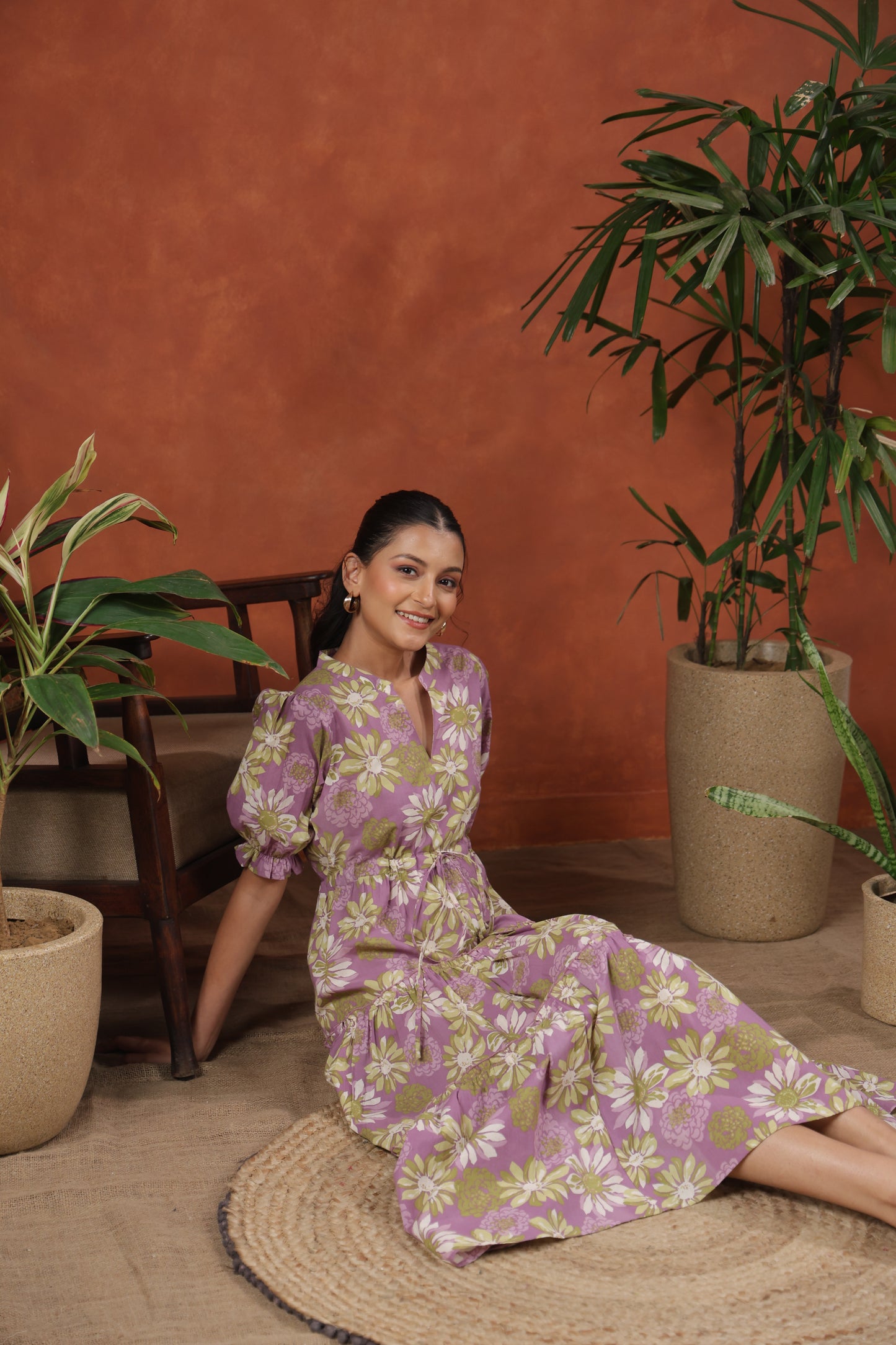 Women's Floral Printed Tier Dress