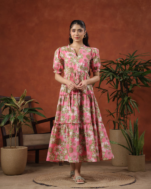 Women's Floral Printed Tier Dress