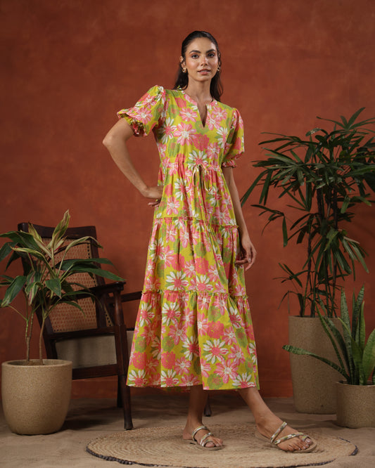 Women's Floral Printed Tier Dress