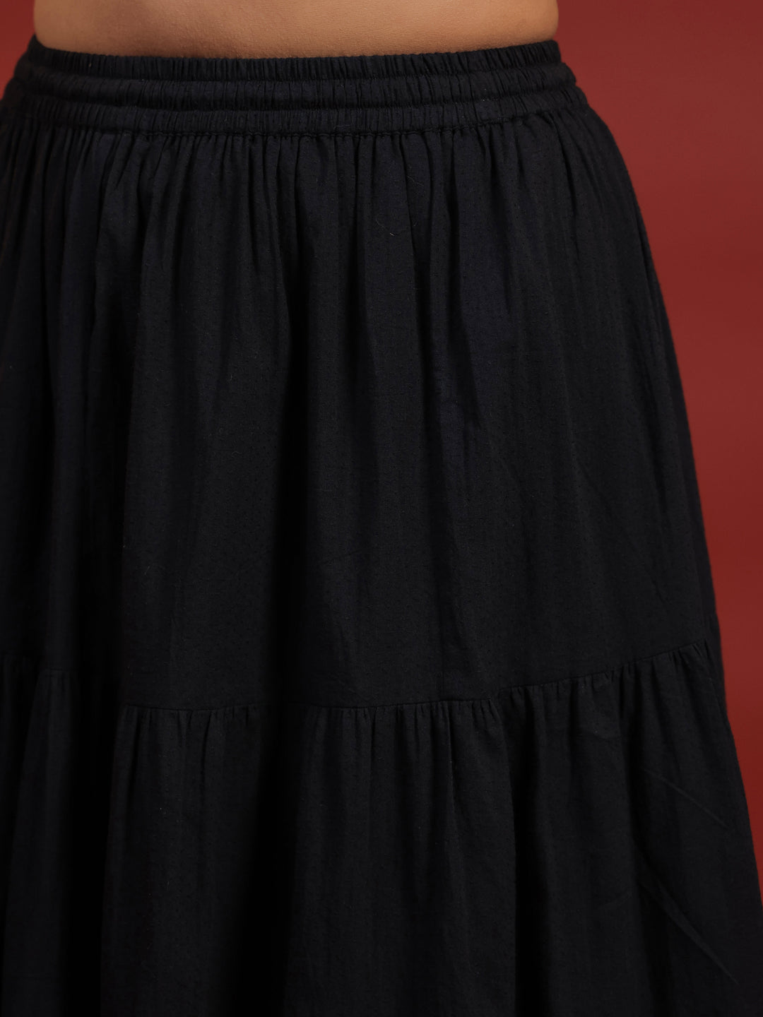 Flared Black Maxi Skirt For Women