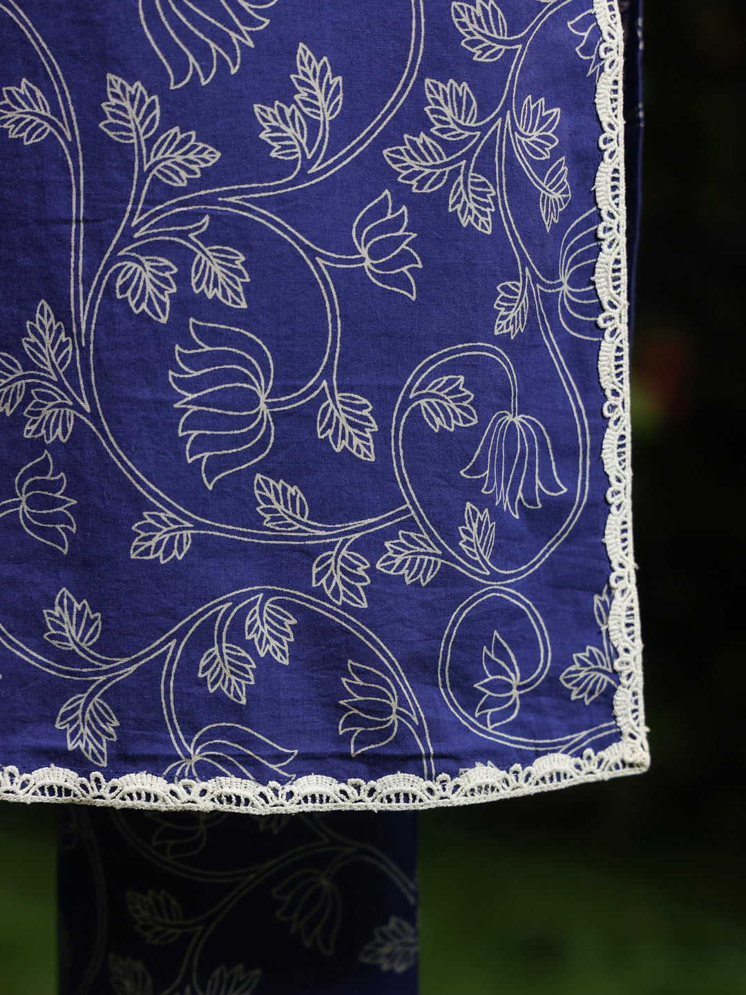 Women's Blue Printed Cotton Suit Set