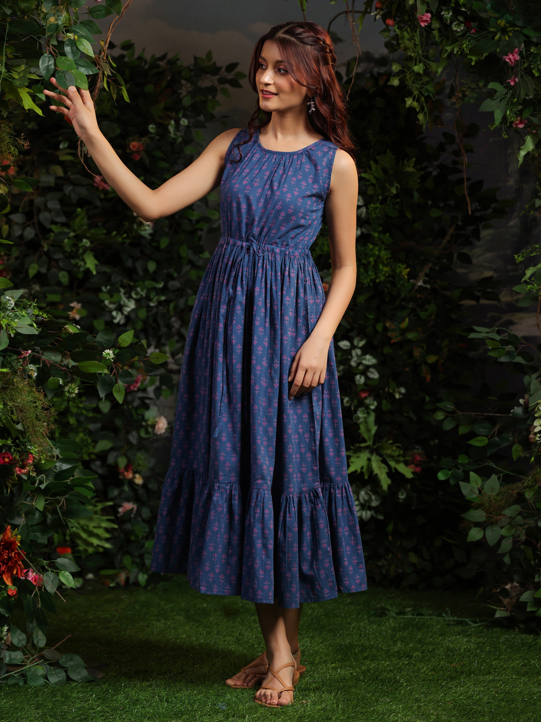 Women's Blue fit and flare dress