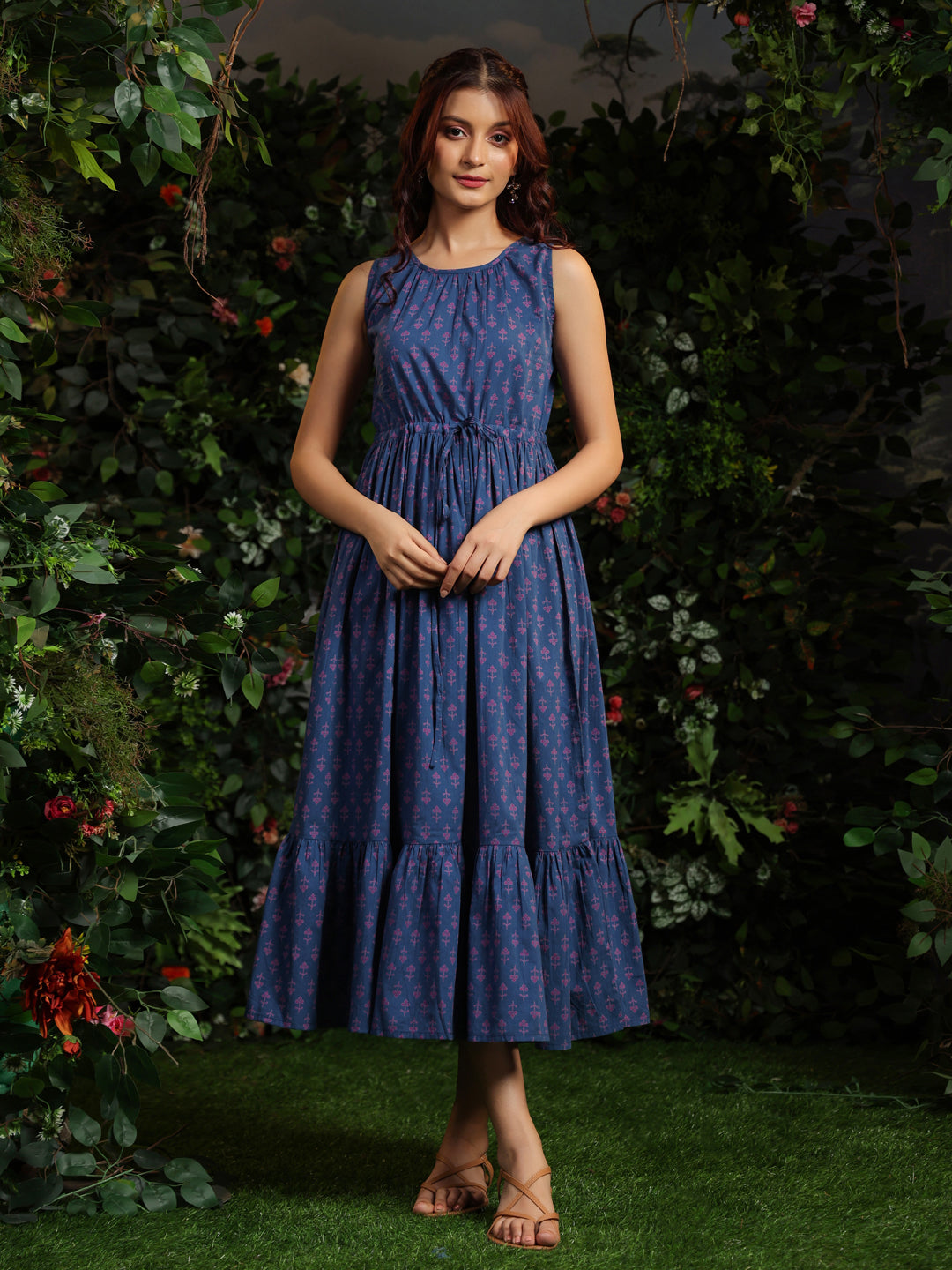 Women's Blue fit and flare dress