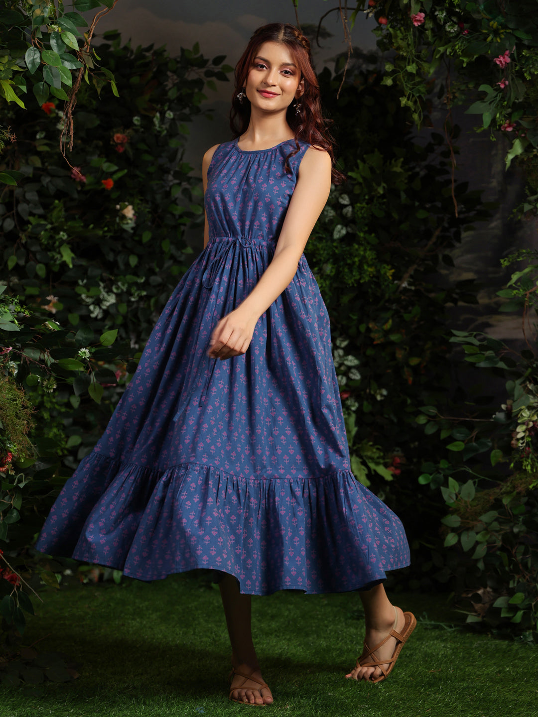 Women's Blue fit and flare dress