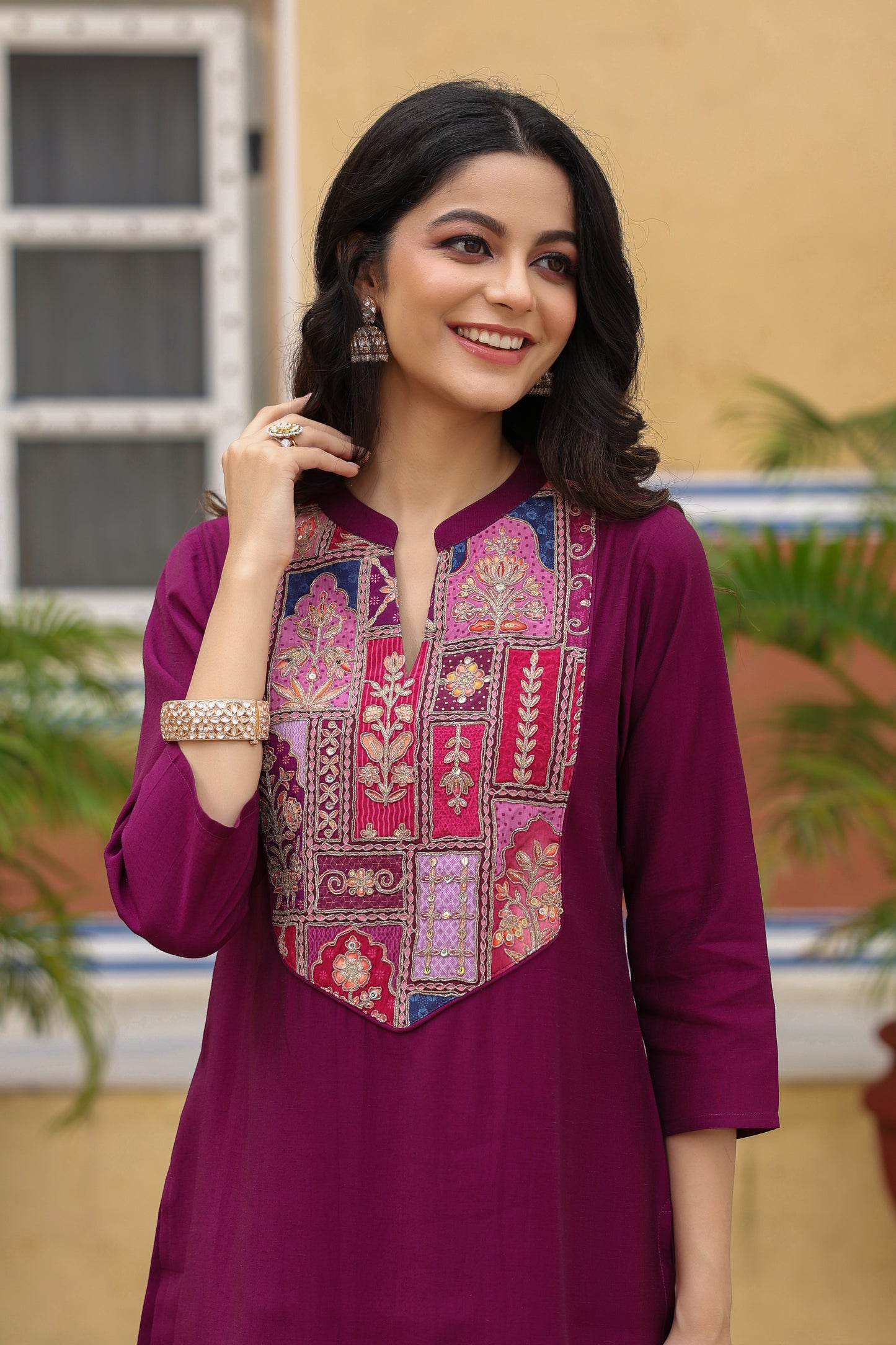 Women's Embroidered Patchwork Kurta Set