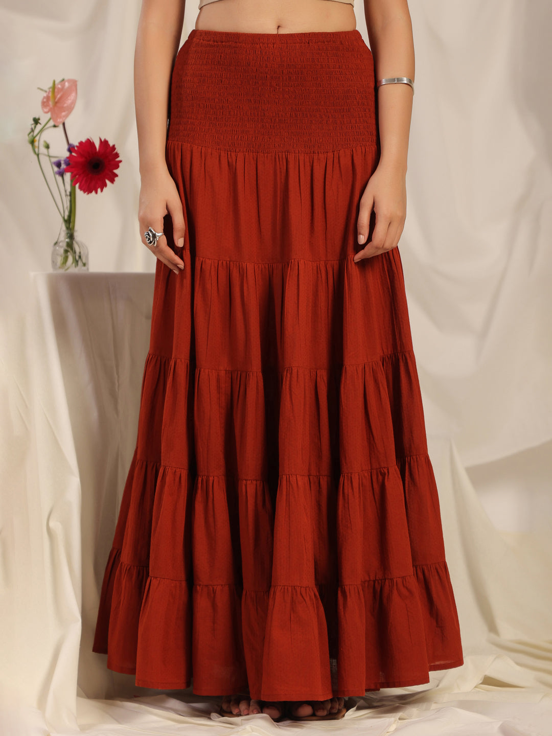 Women's Rust flared Maxi Skirt