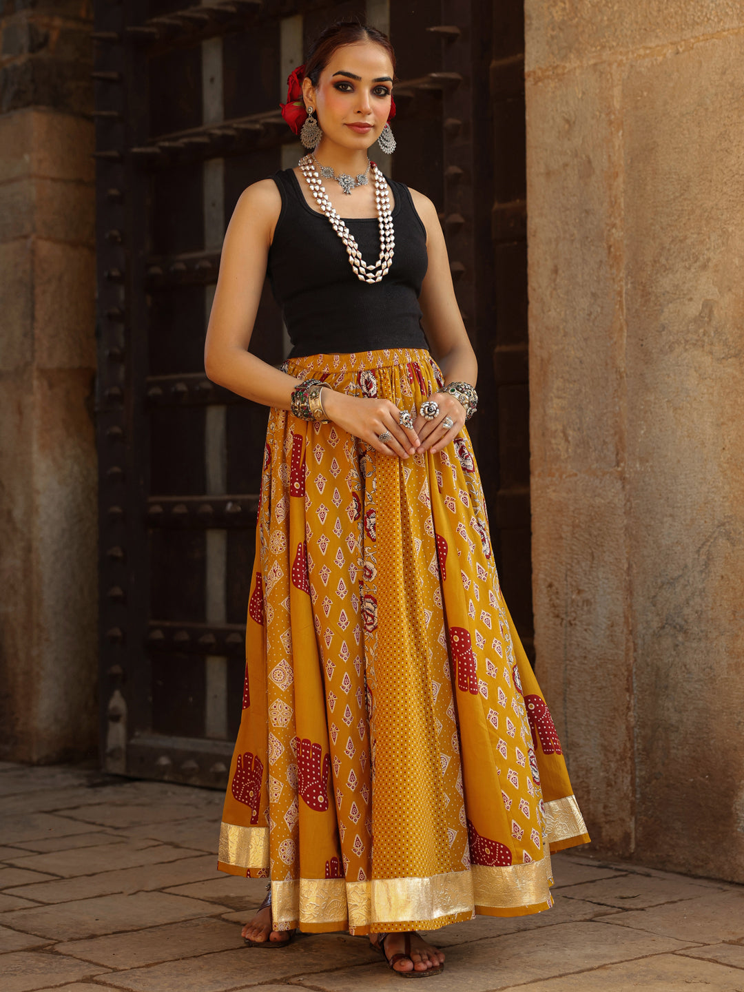 Women's Multi Printed Flared Skirt