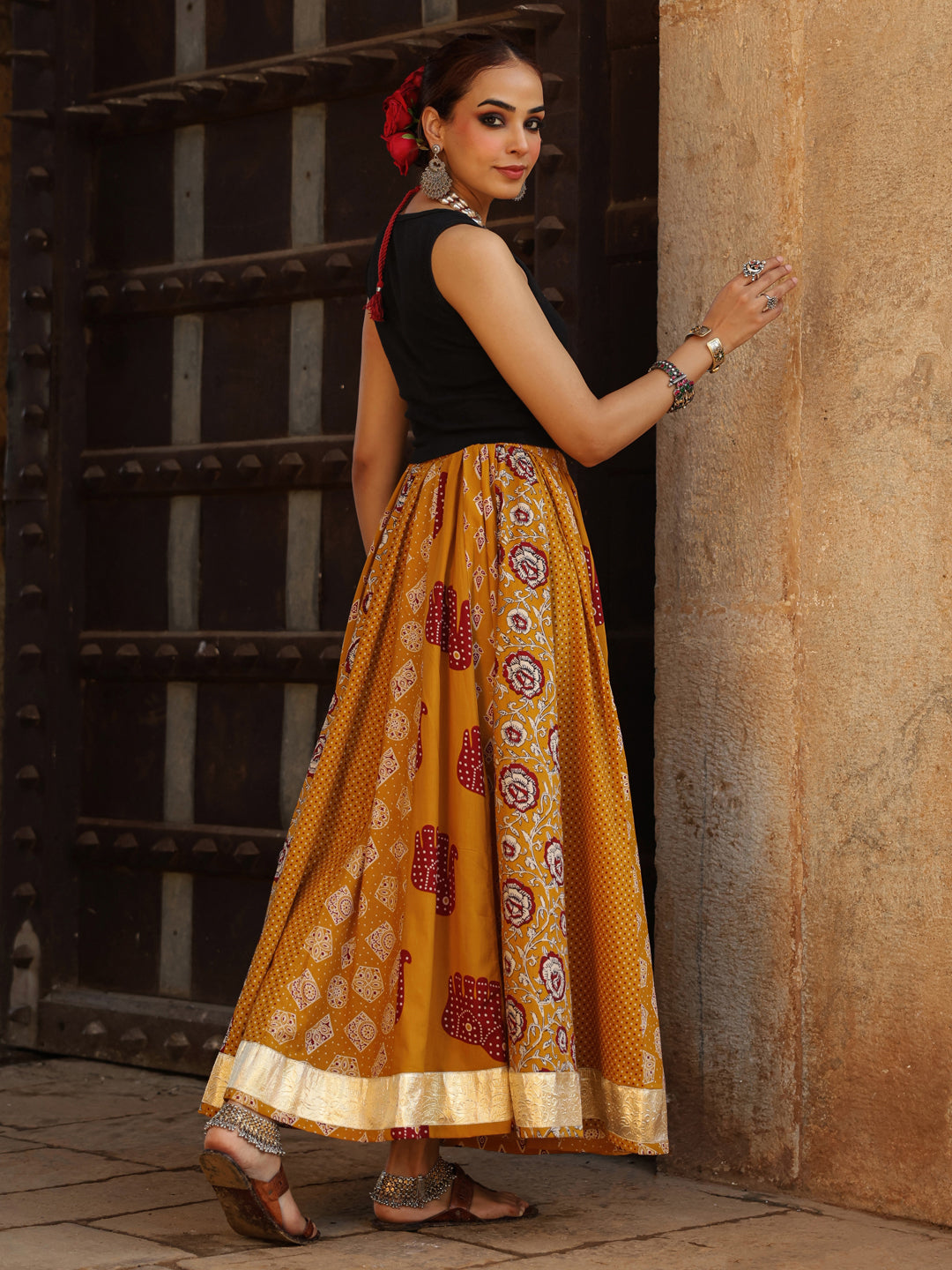 Women's Multi Printed Flared Skirt