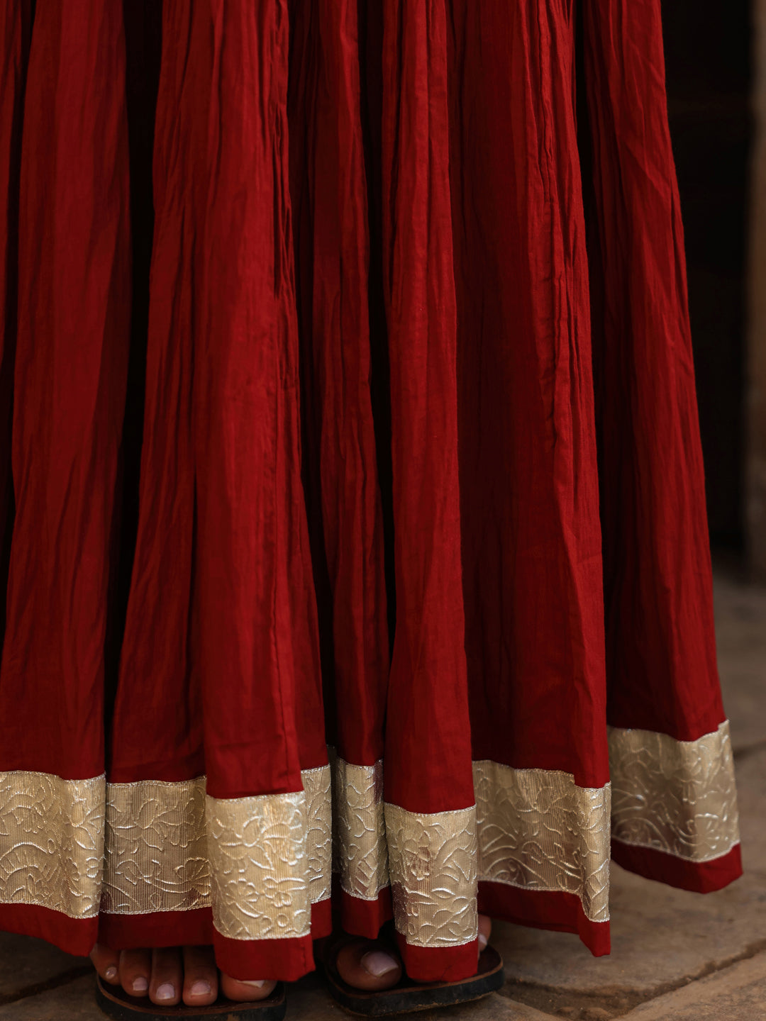 Women's Solid Flared Maroon Skirt