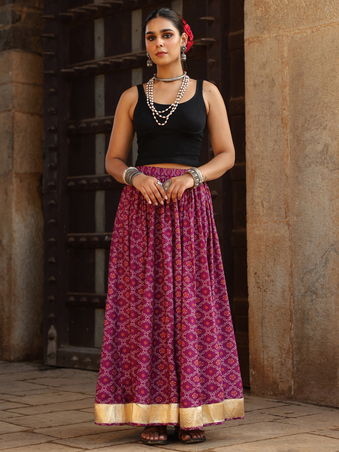 Women's Bandhani Printed Flared Skirt