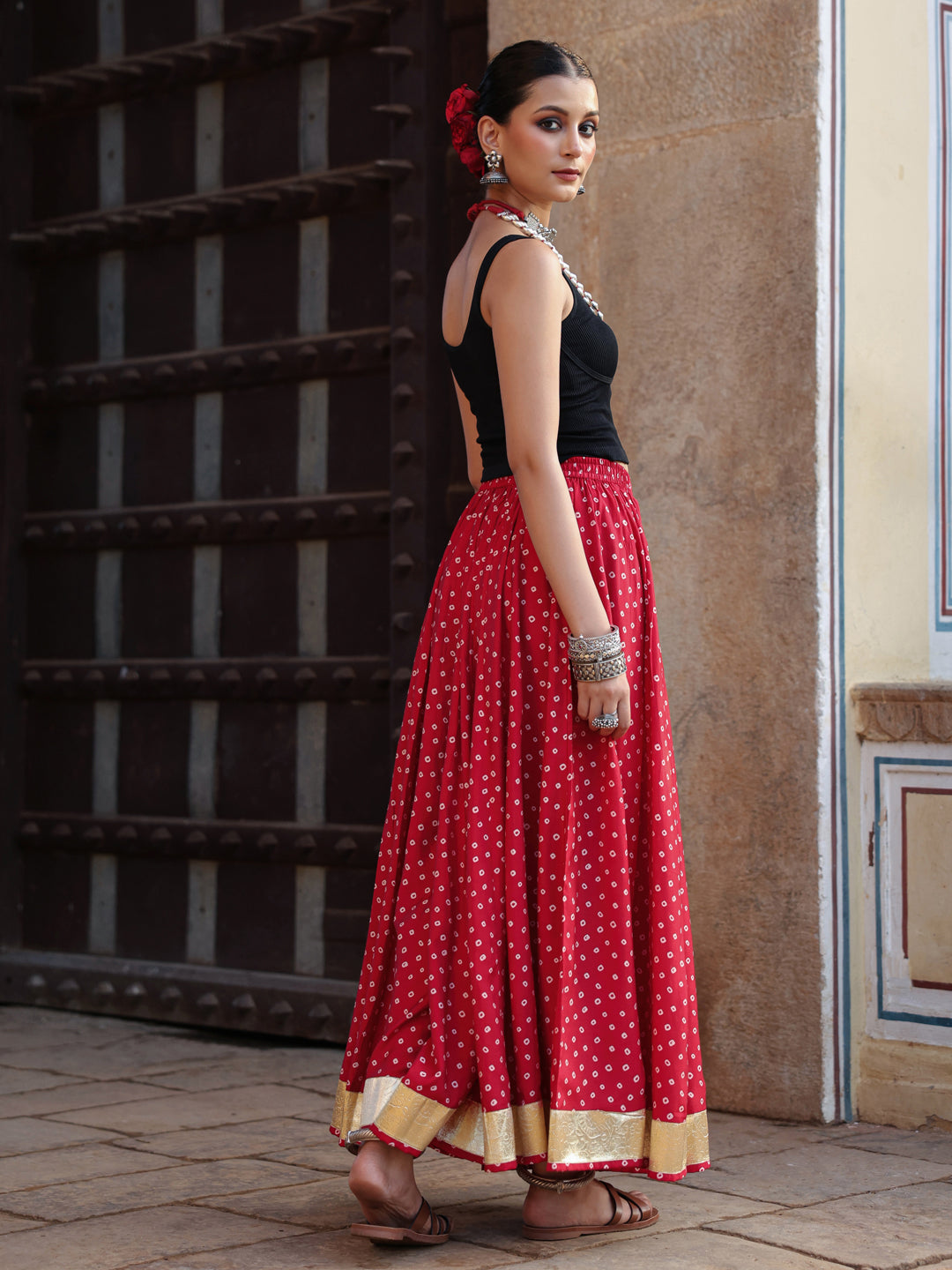 Women's Bandhani Printed Flared Skirt