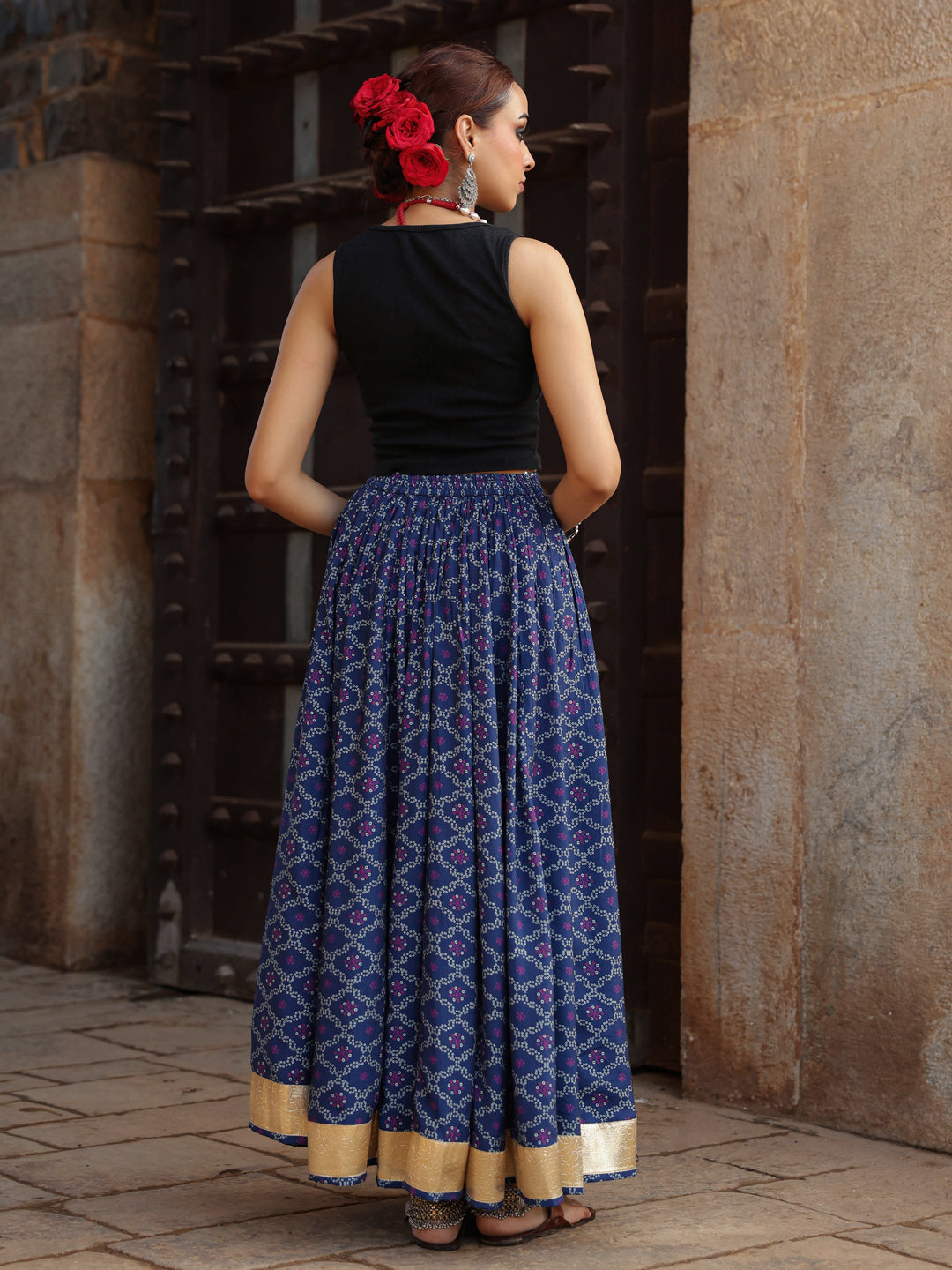 Women's Bandhani Printed Flared Skirt