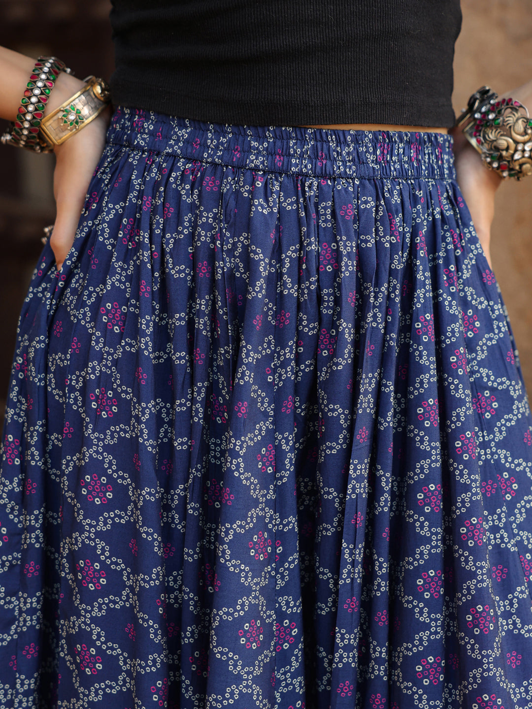 Women's Bandhani Printed Flared Skirt