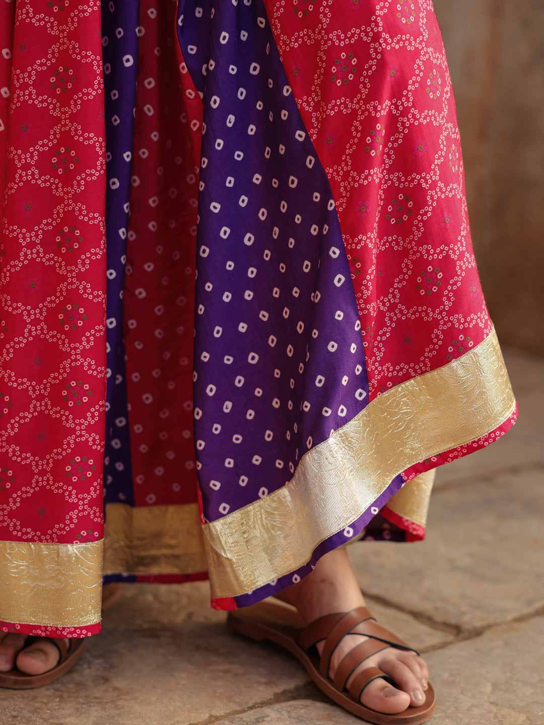 Women's Bandhani Printed Flared Long Skirt