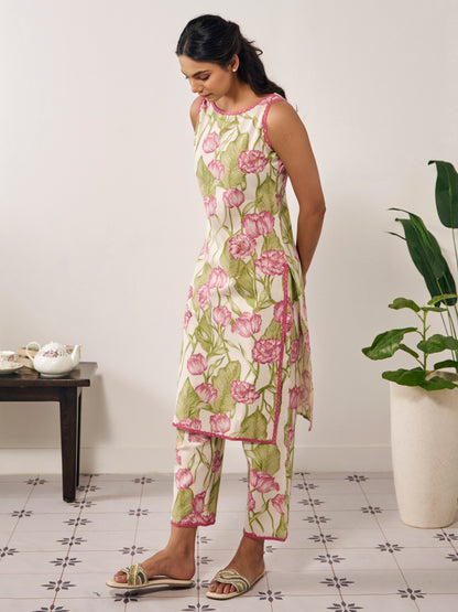 Women's Tropical Sleeveless Kurt Set