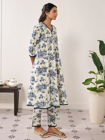 Women's Floral Panelled Aanarkali Suit Set with Dupatta