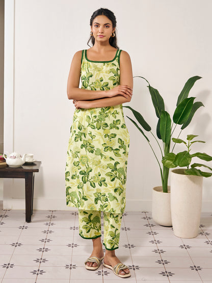 Women's Cotton Kurta Set with Kota Doriya Dupatta