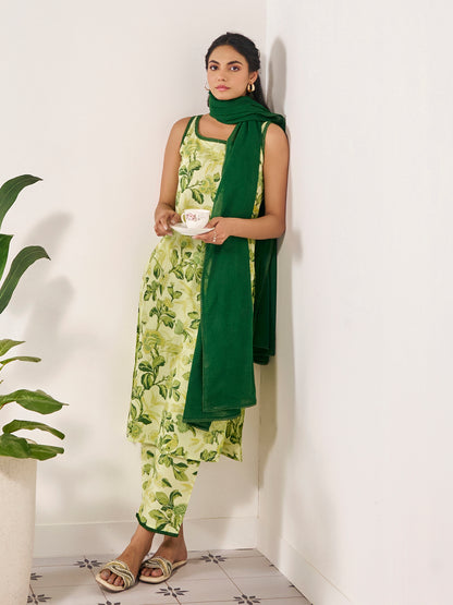 Women's Cotton Kurta Set with Kota Doriya Dupatta