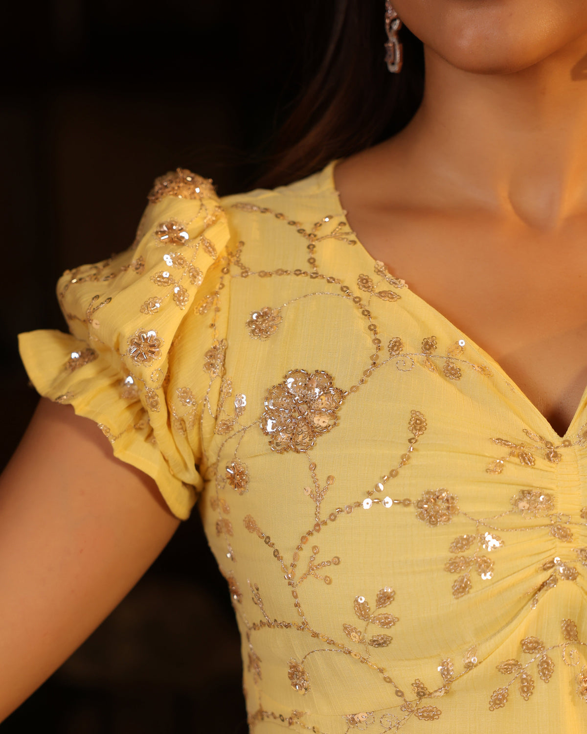 Women's Butter Yellow Embroidered Farshi Set with Dupatta