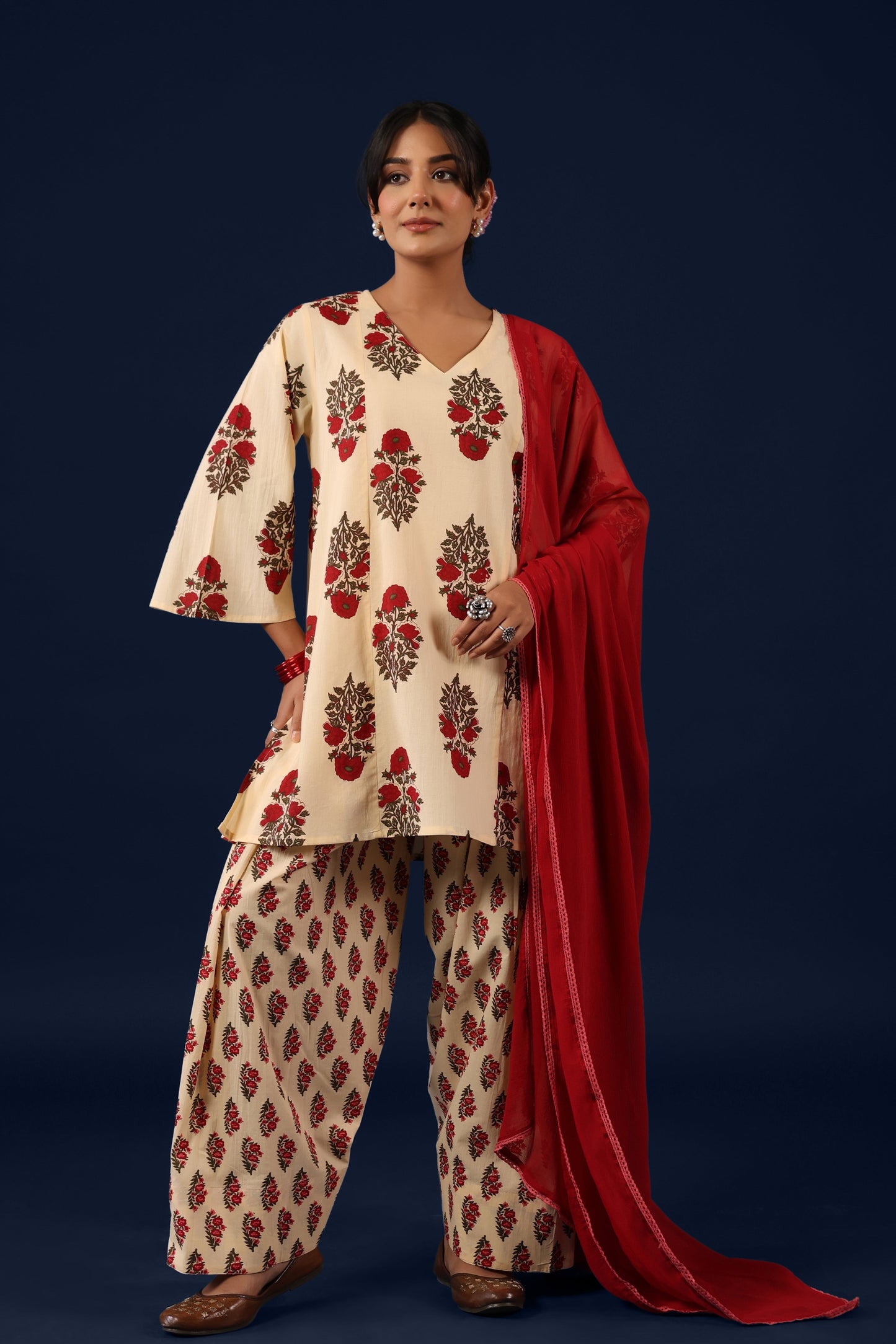 Women’s Cotton Straight Kurta Set with Dupatta