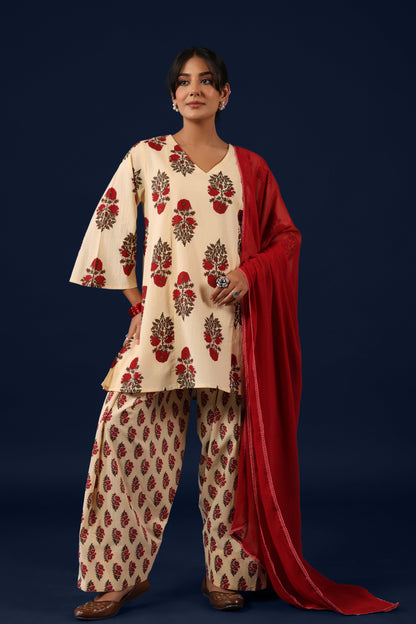Women’s Cotton Straight Kurta Set with Dupatta