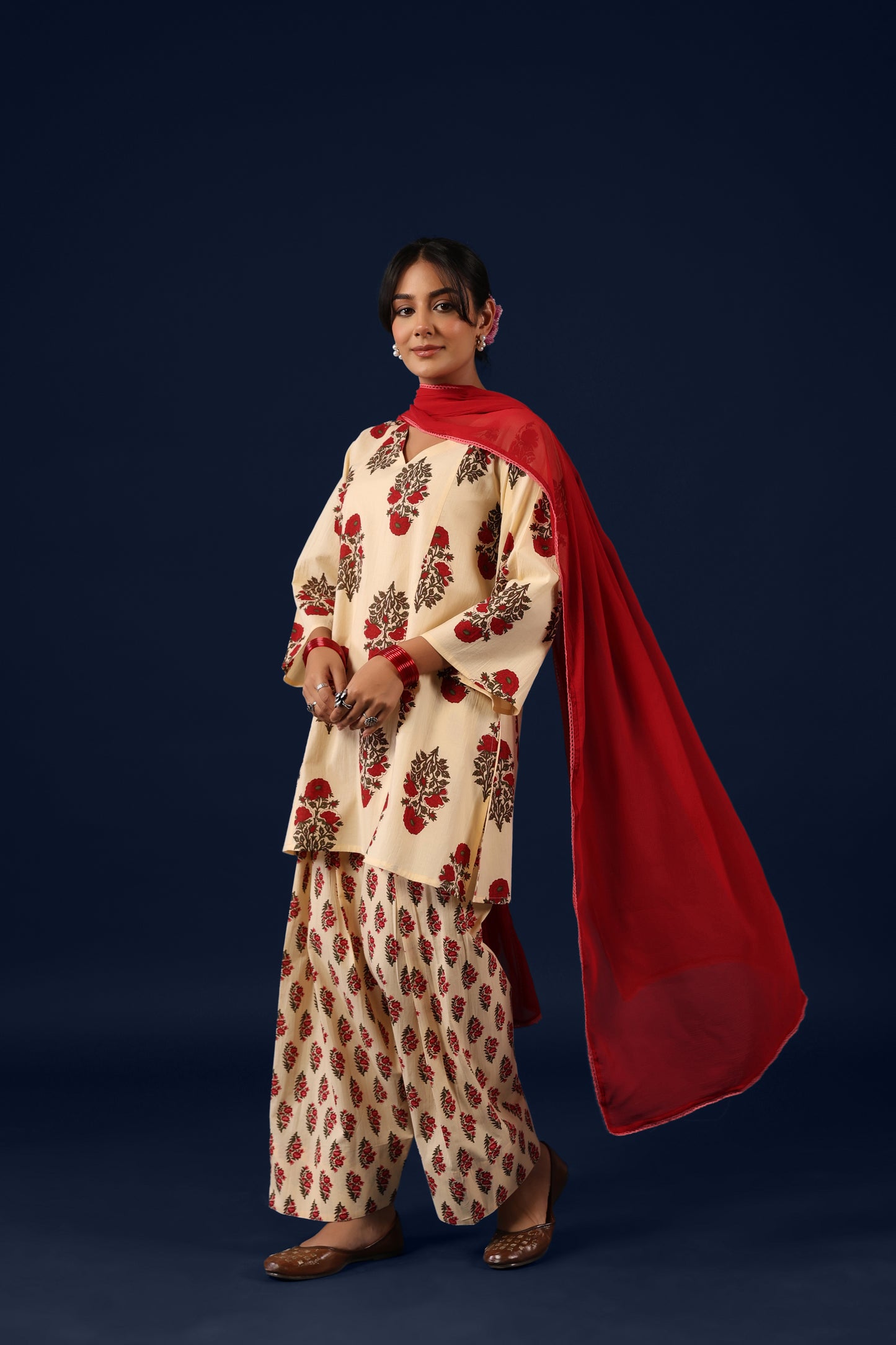 Women’s Cotton Straight Kurta Set with Dupatta