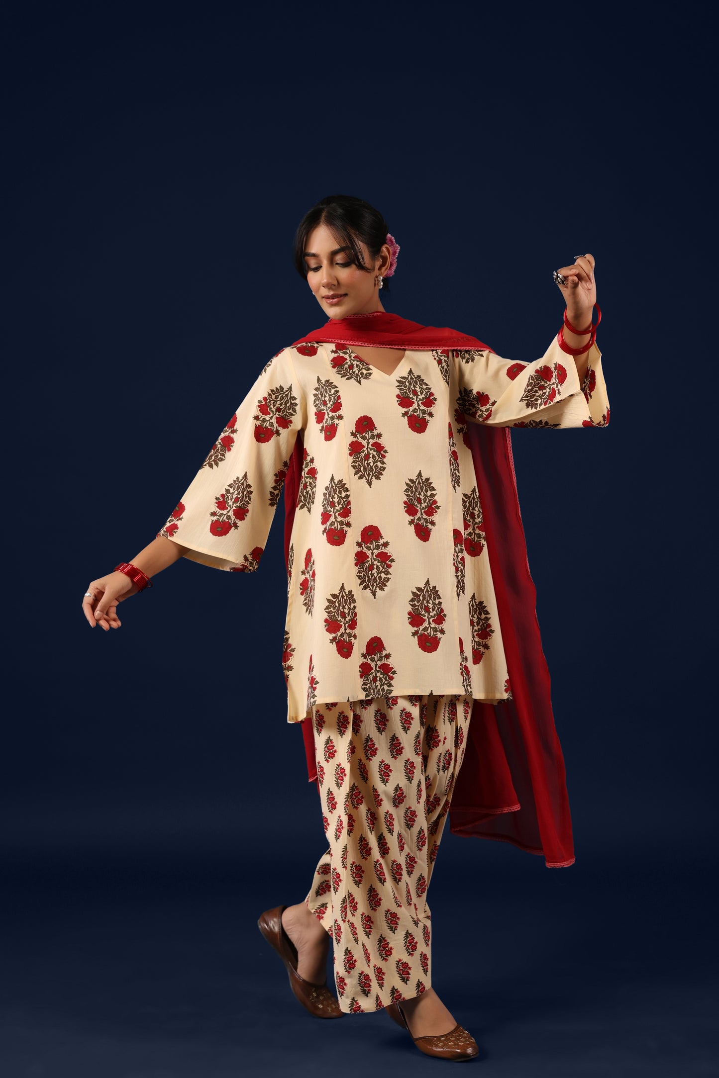 Women’s Cotton Straight Kurta Set with Dupatta