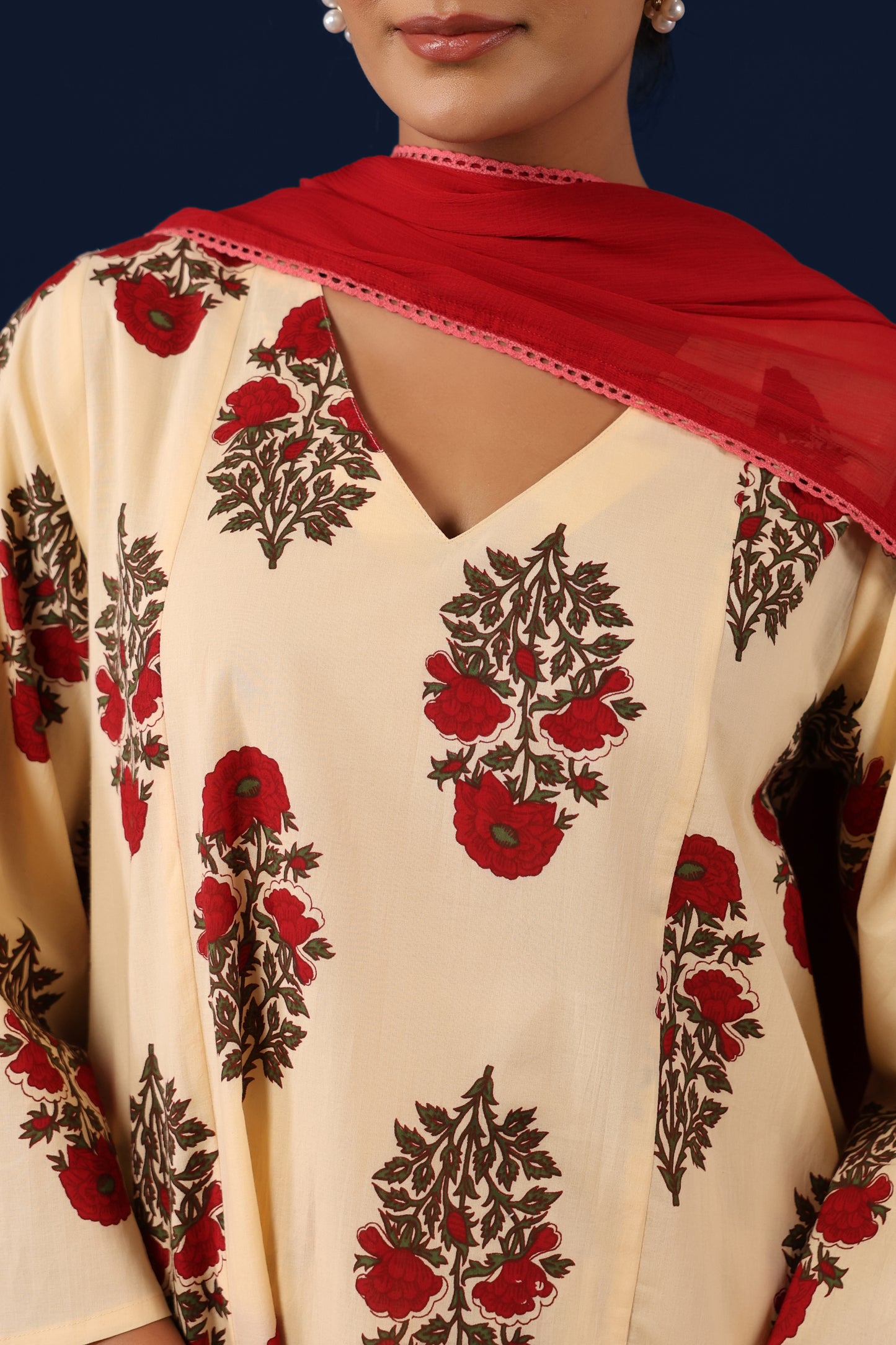 Women’s Cotton Straight Kurta Set with Dupatta
