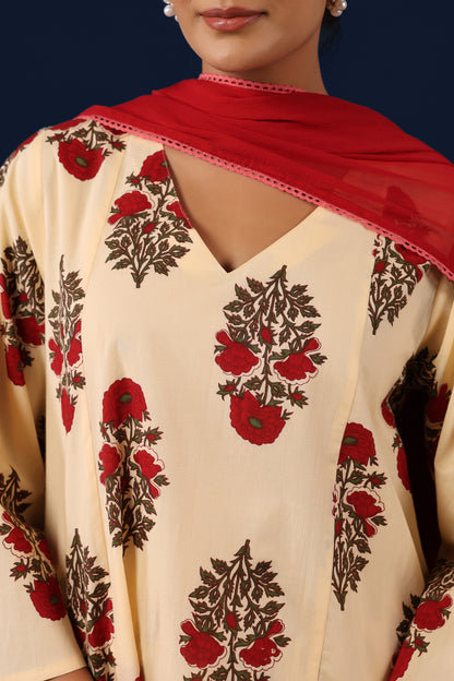 Women’s Cotton Straight Kurta Set with Dupatta