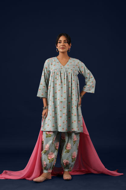 Women’s Cotton Straight Kurta Set with Dupatta