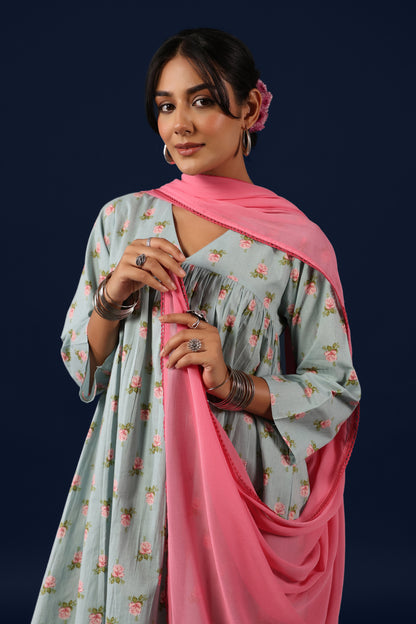 Women’s Cotton Straight Kurta Set with Dupatta