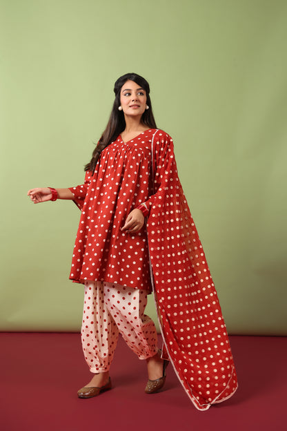 Women's Cotton Printed Straight Kurta Set with Dupatta