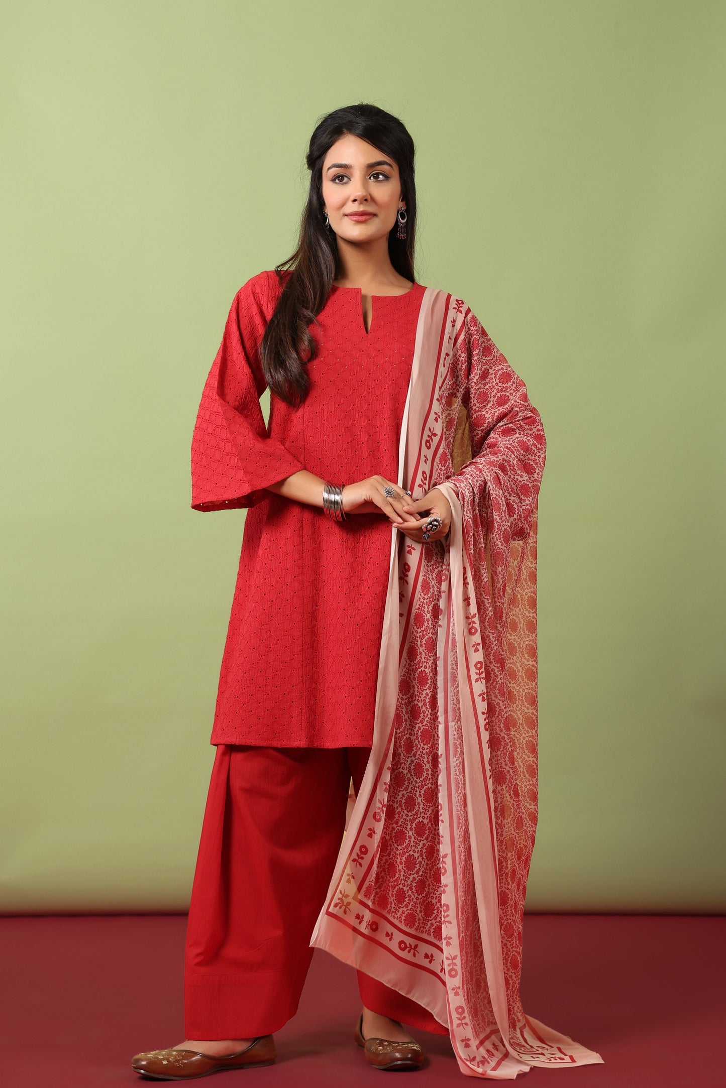 Women’s Cotton Kurta and Farshi Salwar with Dupatta