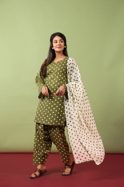 Women’s Pure Cotton Ethnic Kurta Set with Dupatta