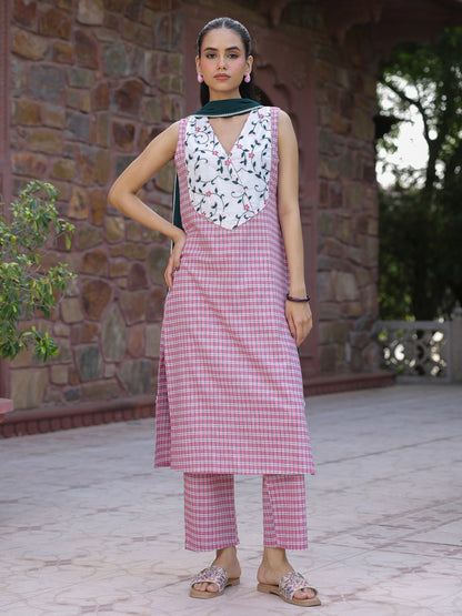 Women's Cotton Embroidered Kurta Set with Dupatta
