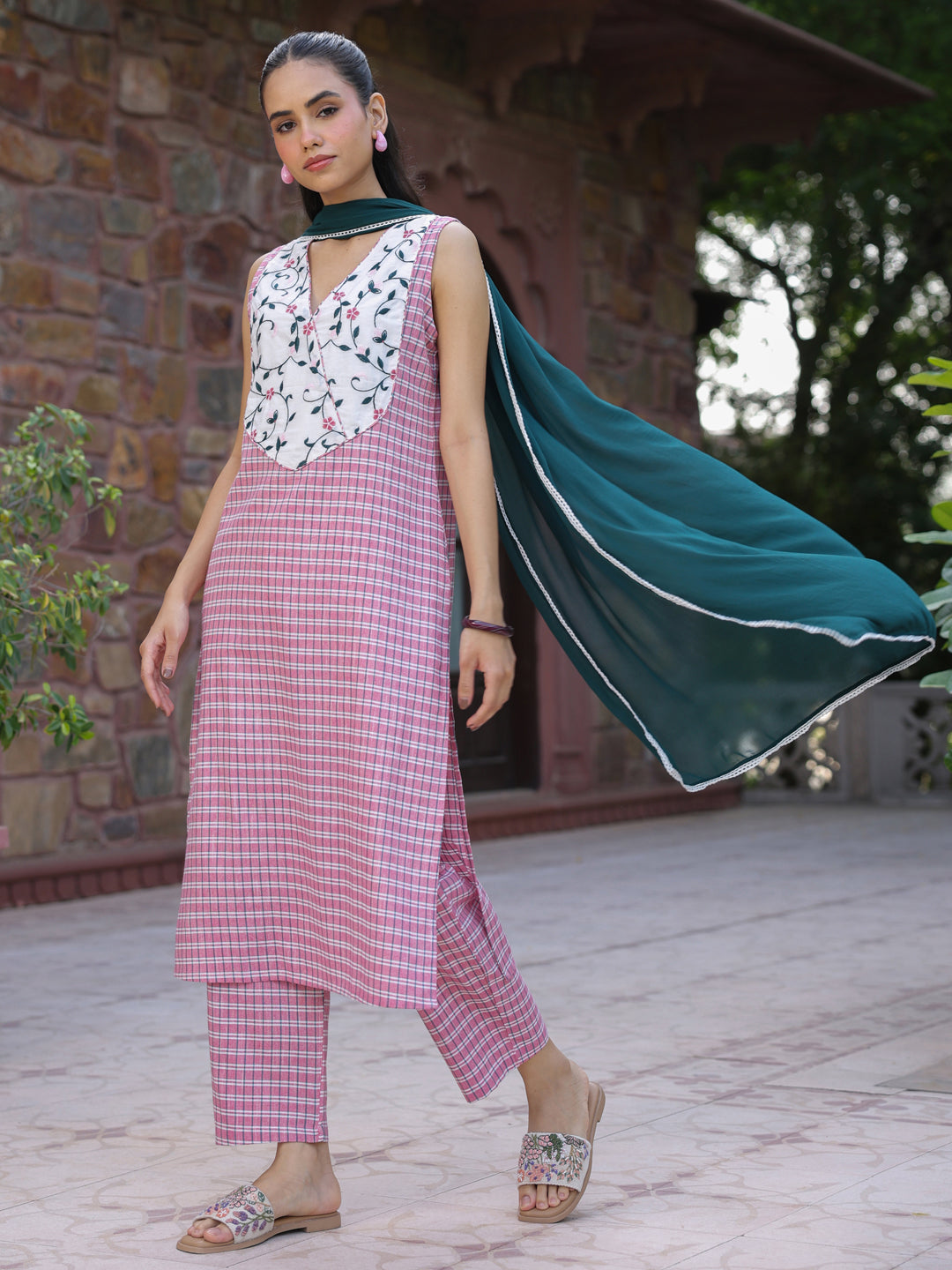 Women's Cotton Embroidered Kurta Set with Dupatta
