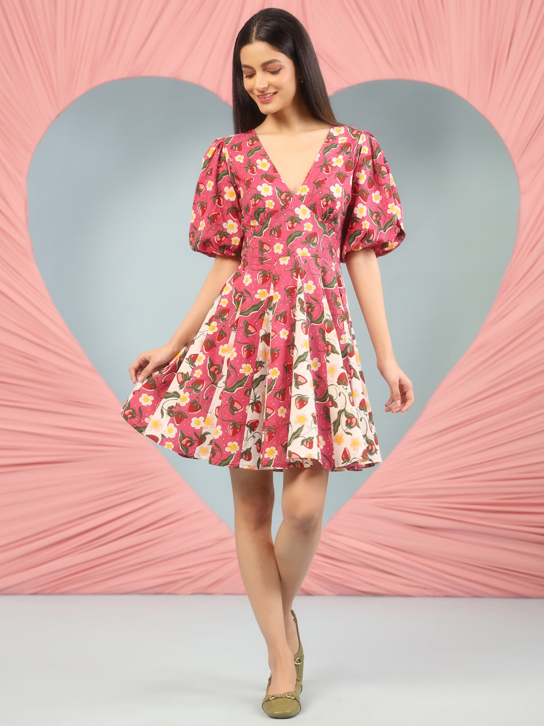 Women's Cotton Printed Fit and Flare Dress