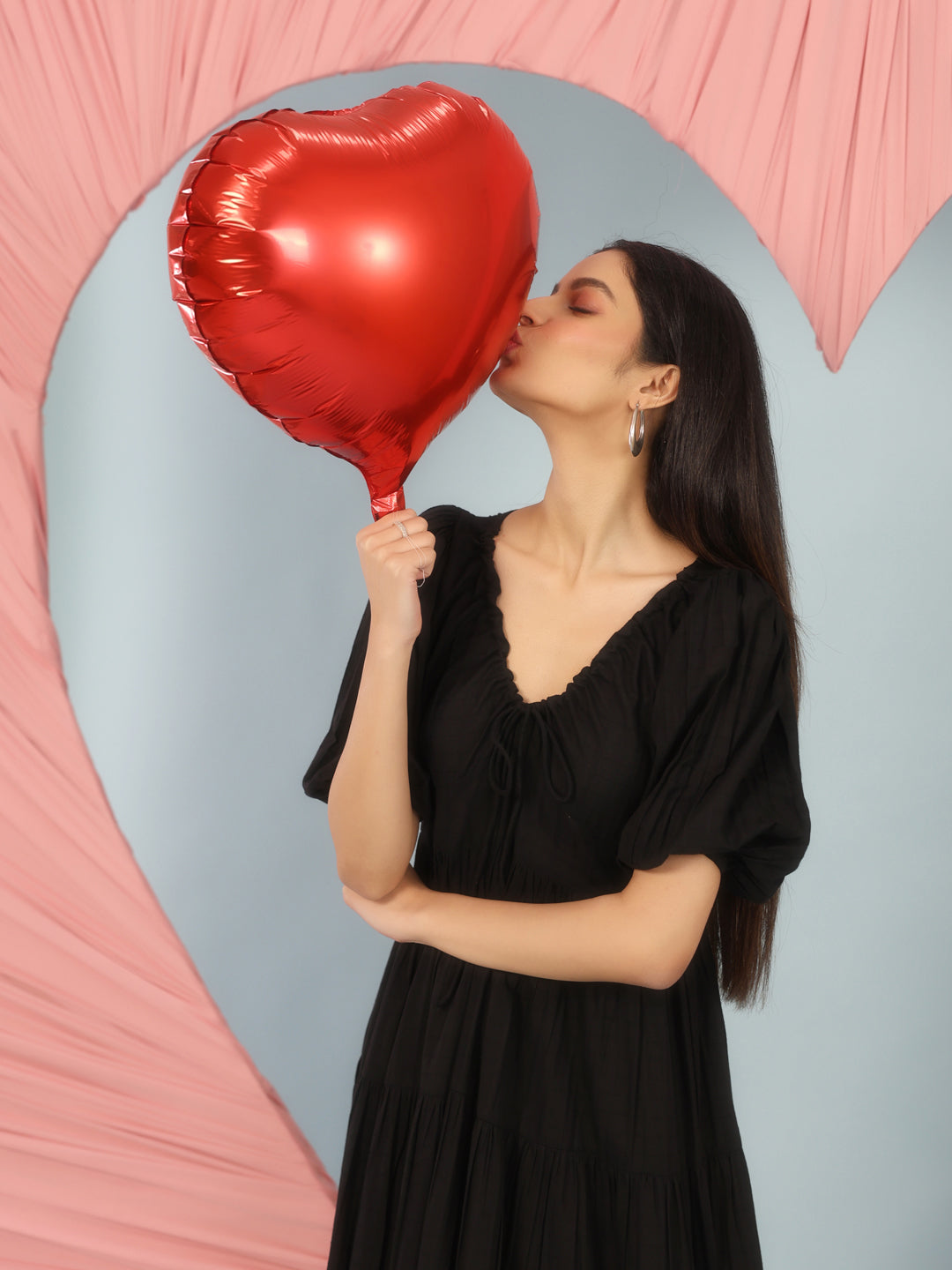 Women's Black Long Tier Dress