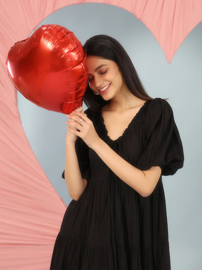 Women's Black Long Tier Dress