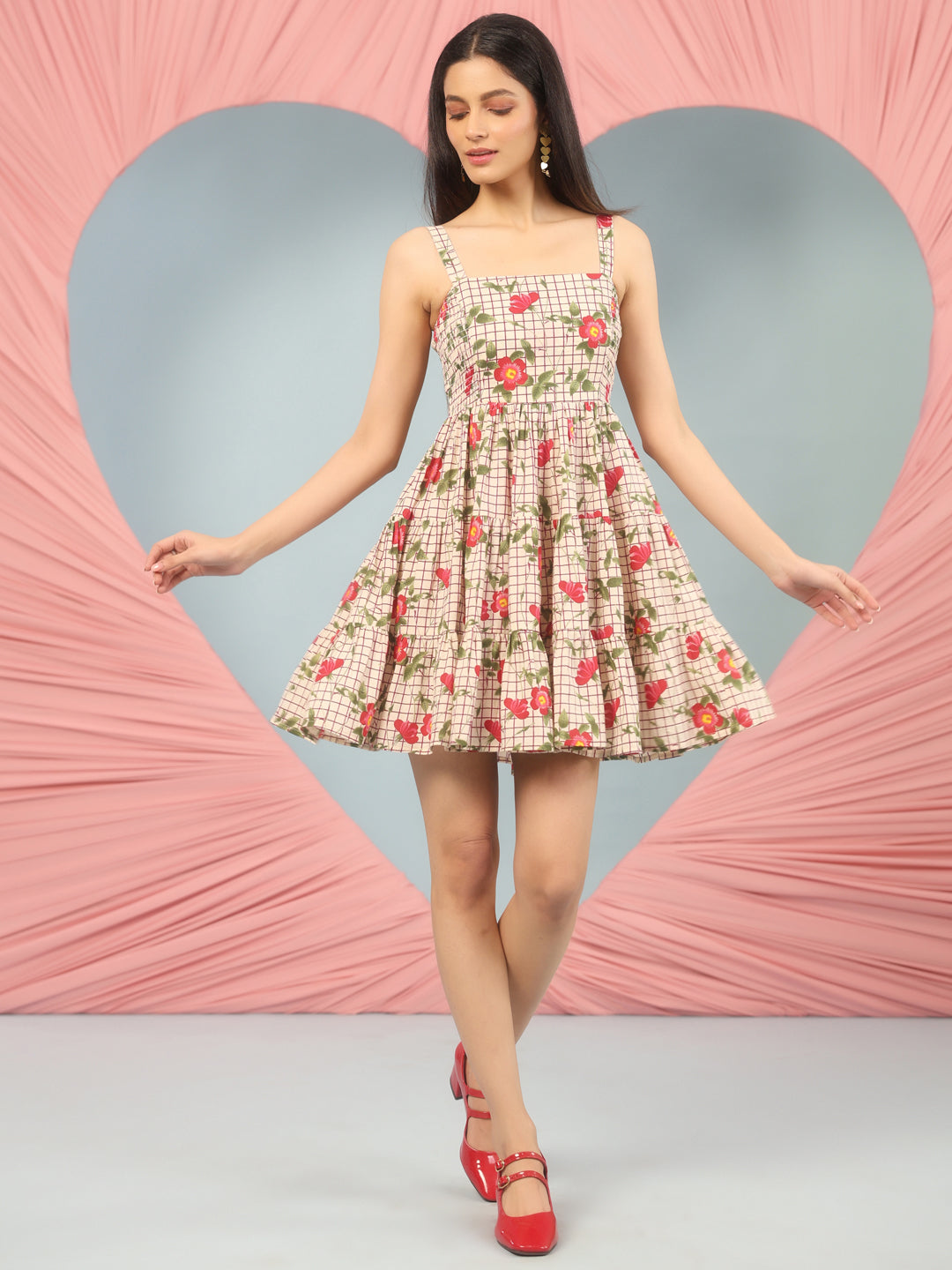 Women's Short Floral Tiered Dress